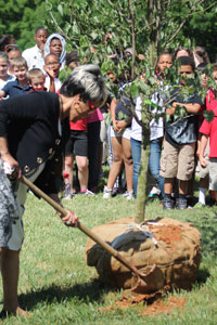 Sheffield Plants a Tree in Honor of Mrs. Swain