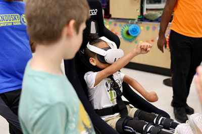 Student using VR headset