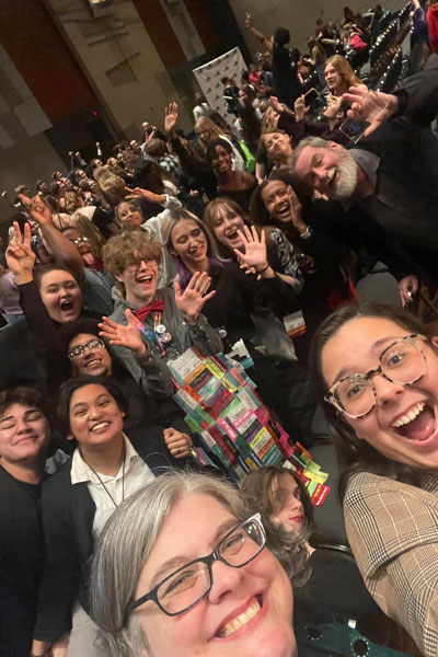 Pioneer Theatre students and staff selfie