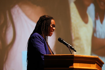 Superintendent Edwards speaking at podium