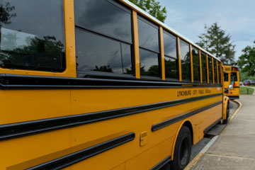 Buses parked in bus loop