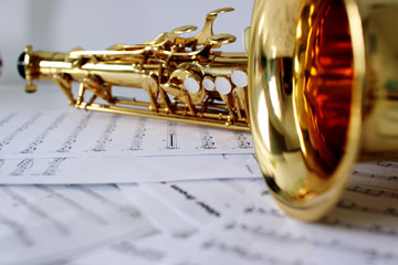 Musical instrument on sheet music